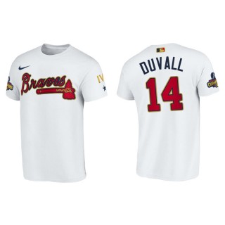 Men's Atlanta Braves Adam Duvall White 2022 Gold Program T-Shirt