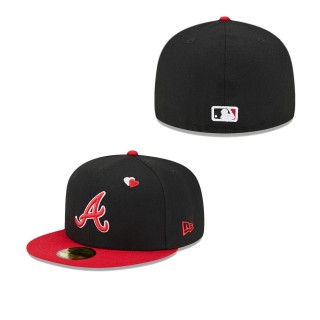 Men's Atlanta Braves Black Red Heart Eyes 59FIFTY Fitted Hat