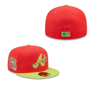 Men's Atlanta Braves Red Neon Green 2000 MLB All-Star Game Lava Highlighter Combo 59FIFTY Fitted Hat