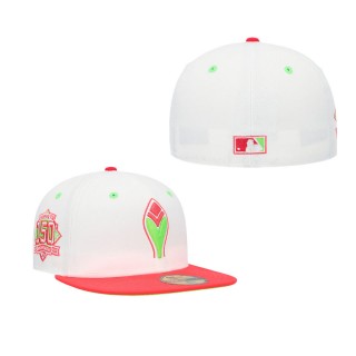Men's Atlanta Braves White Coral 150th Anniversary Strawberry Lolli 59FIFTY Fitted Hat