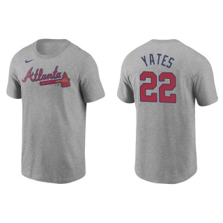 Men's Atlanta Braves Kirby Yates Gray Name & Number T-Shirt