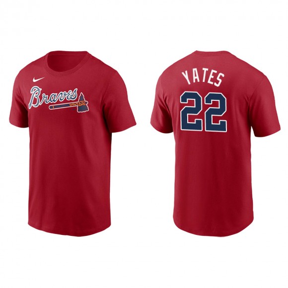 Men's Atlanta Braves Kirby Yates Red Name & Number Nike T-Shirt