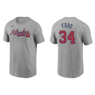 Men's Atlanta Braves Mike Ford Gray Name & Number T-Shirt