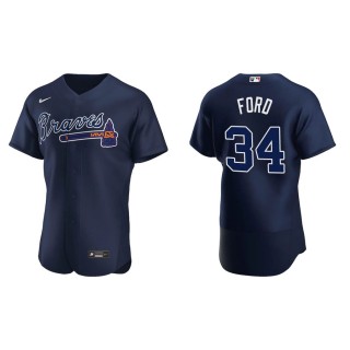 Men's Atlanta Braves Mike Ford Navy Authentic Jersey