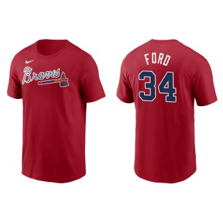 Men's Atlanta Braves Mike Ford Red Name & Number T-Shirt