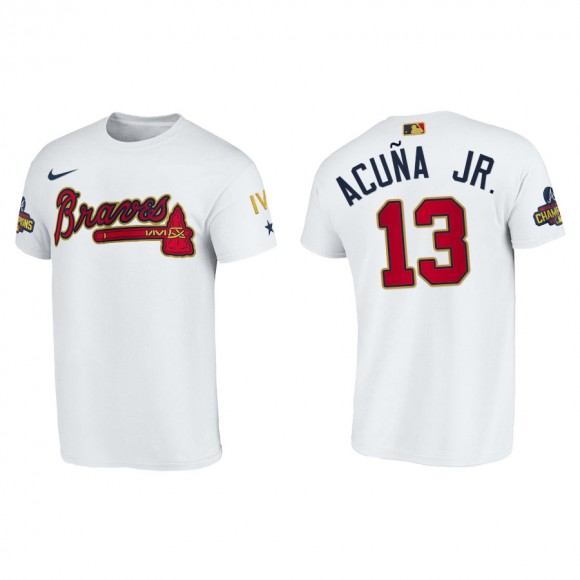 Men's Atlanta Braves Ronald Acuna Jr. White 2022 Gold Program T-Shirt