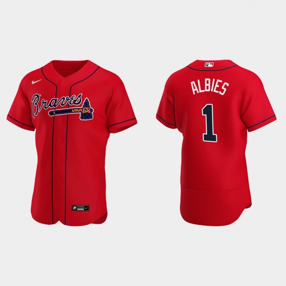 Ozzie Albies Braves Red Authentic Jersey