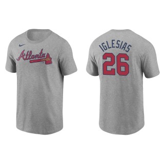 Men's Atlanta Braves Raisel Iglesias Gray Name & Number T-Shirt