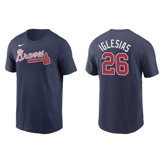 Men's Atlanta Braves Raisel Iglesias Navy Name & Number T-Shirt