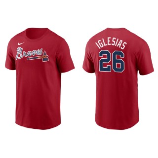 Men's Atlanta Braves Raisel Iglesias Red Name & Number T-Shirt