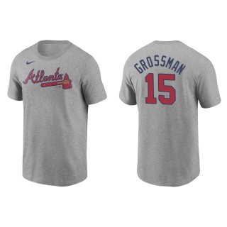 Men's Atlanta Braves Robbie Grossman Gray Name & Number T-Shirt