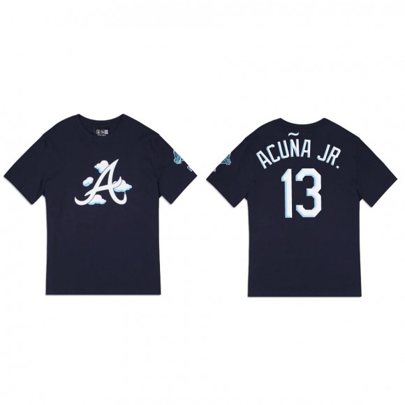 Ronald Acuna Jr. Atlanta Braves Navy Clouds T-Shirt