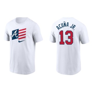 Ronald Acuna Jr. Men's Atlanta Braves Nike White Americana Flag T-Shirt