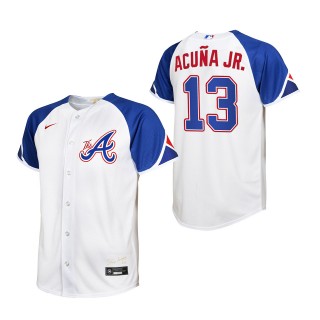 Ronald Acuna Jr. Youth Atlanta Braves White 2023 City Connect Replica Jersey