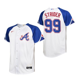 Spencer Strider Youth Atlanta Braves White 2023 City Connect Replica Jersey