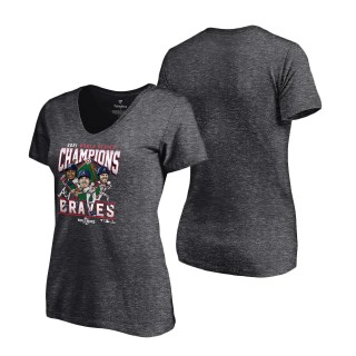 Women's Atlanta Braves Fanatics Branded Heathered Charcoal 2021 World Series Champions Franchise Guys V-Neck T-Shirt