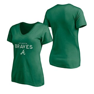 Women's Atlanta Braves Fanatics Branded Kelly Green St. Patrick's Day Team Celtic Knot V-Neck T-Shirt