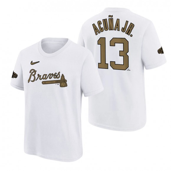 Youth Atlanta Braves Ronald Acuna Jr. Nike White 2022 MLB All-Star Game Name & Number T-Shirt