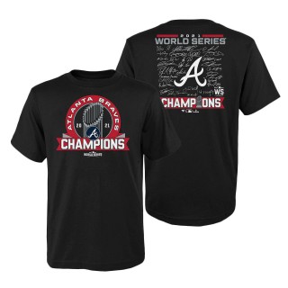 Youth Atlanta Braves Fanatics Branded Black 2021 World Series Champions Signature Roster T-Shirt