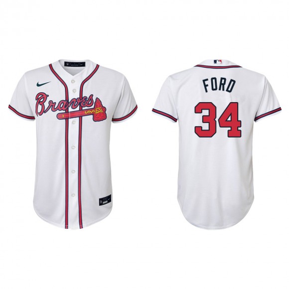 Youth Atlanta Braves Mike Ford White Replica Home Jersey